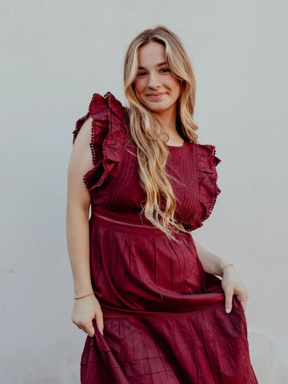 Whimsigoth Backless Maxi Dress L Tiered Ruffle Burgundy Jens Pirate Booty NWT